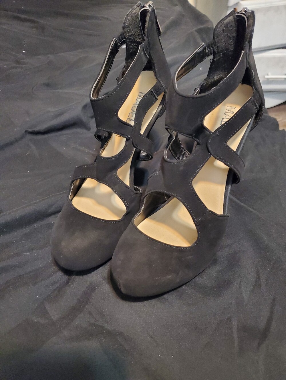 Madeline girl, black strappy heels